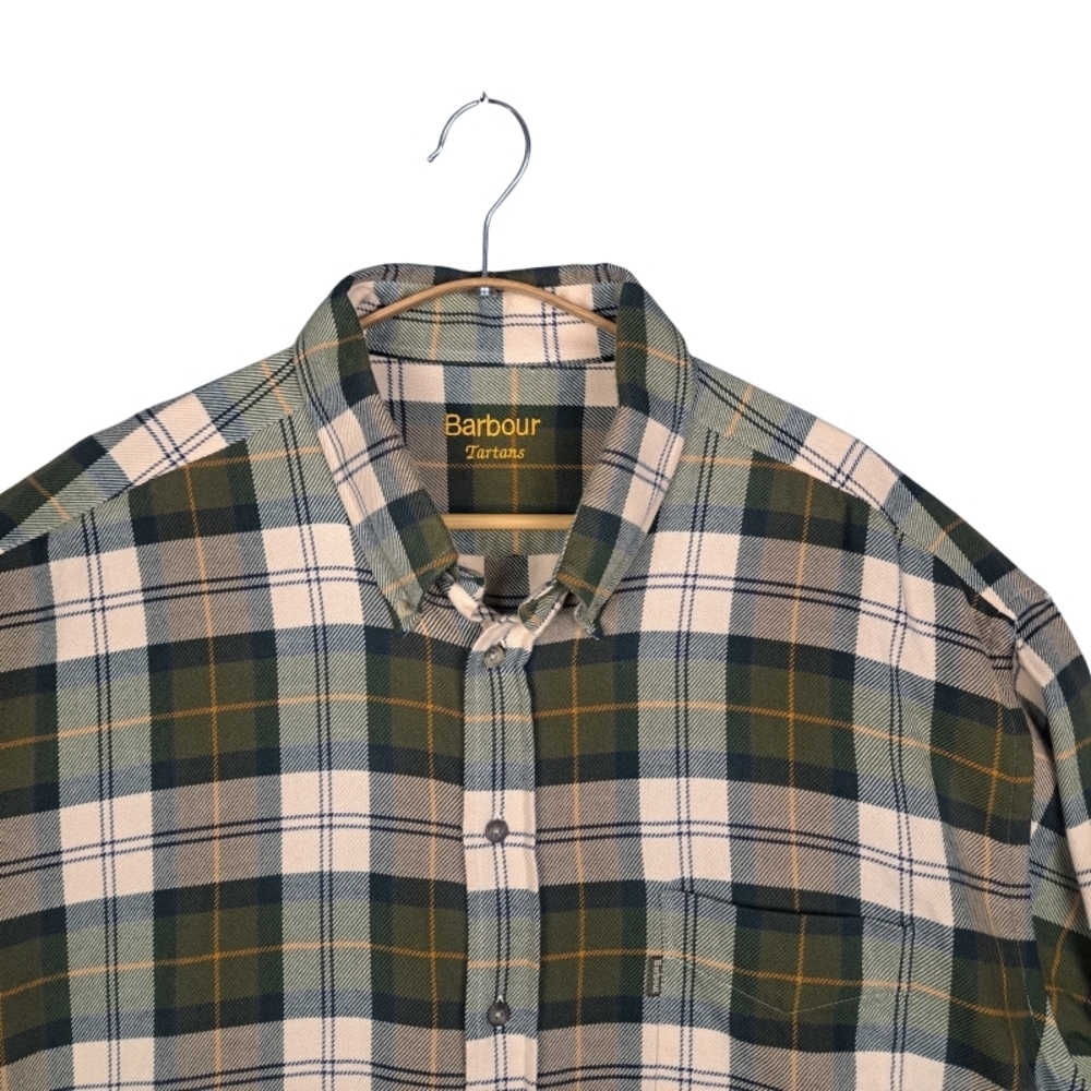 Barbour Tartans Plaid Loose Fit Men's XXL Green Plaid 100% Cotton Hunt Work - Picture 5 of 10